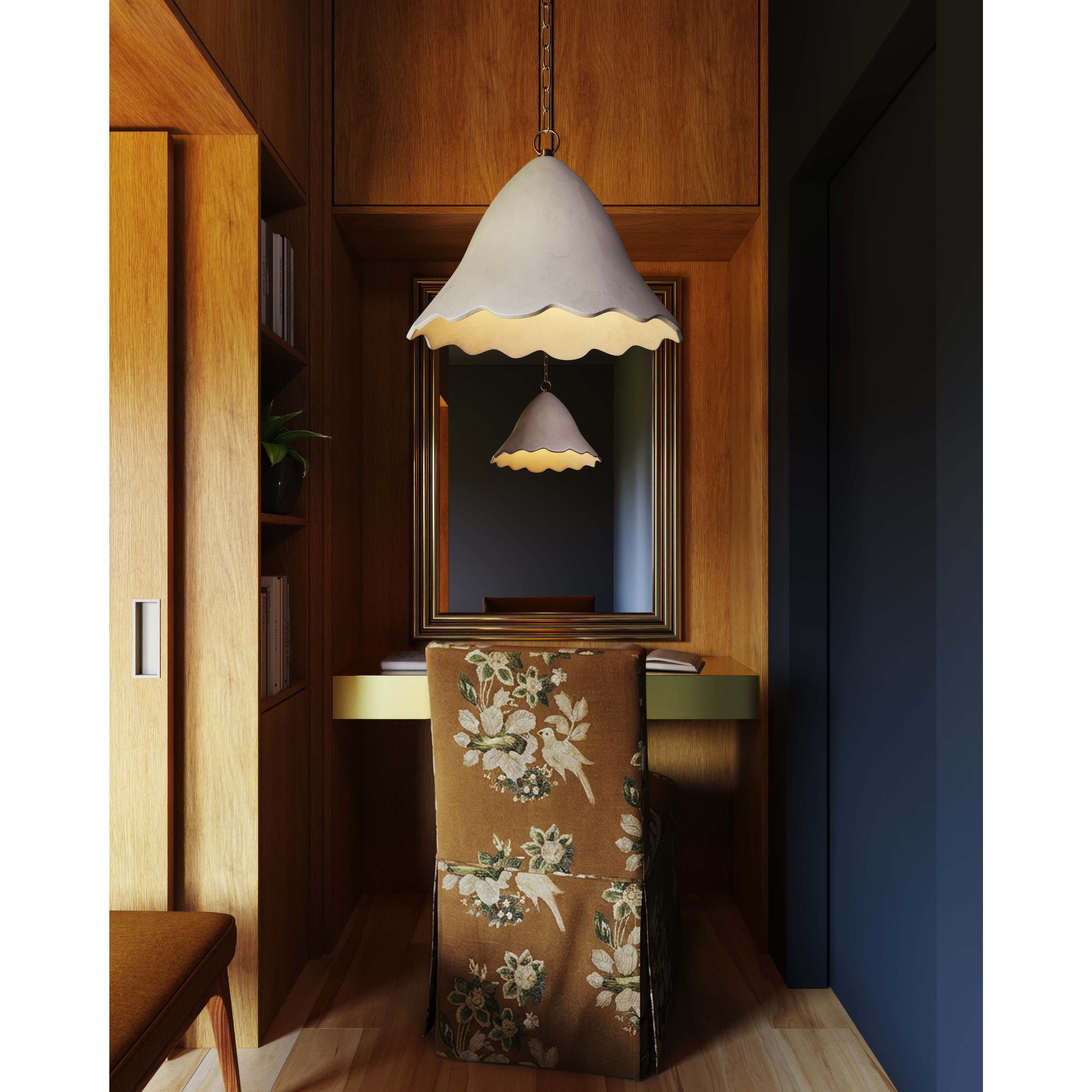 Lulu 1 Light 19.25 inch Aged Brass and White Plaster Pendant Ceiling Light